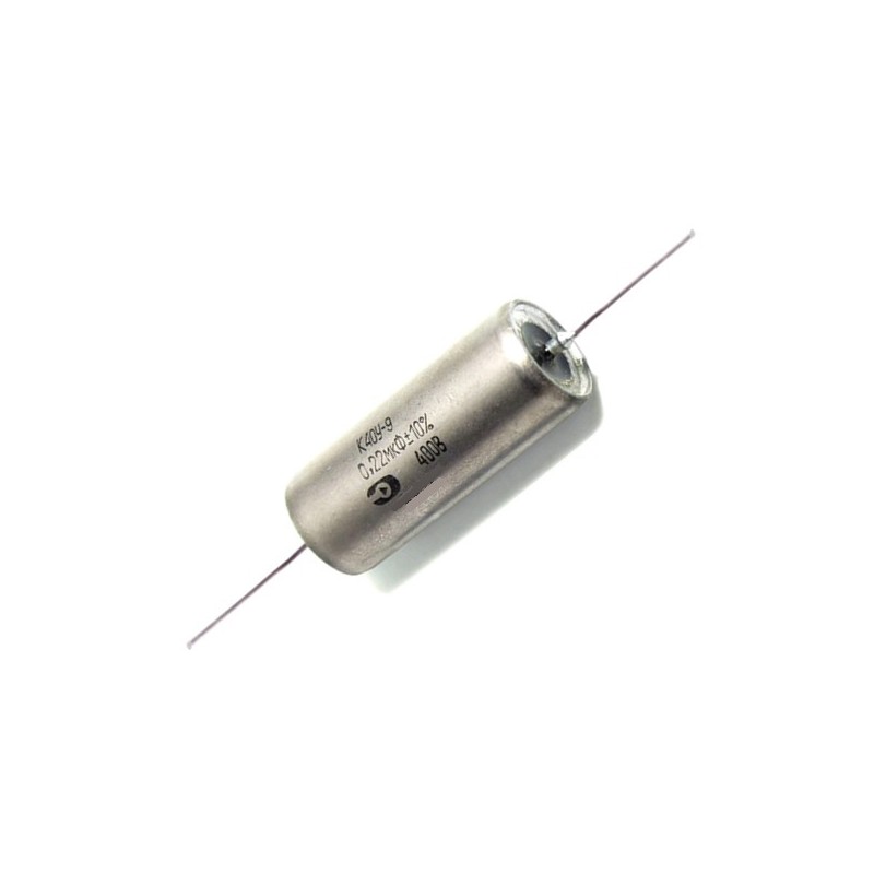 Epsilon K40y-9 0,22uF 400V, condensatore in carta/olio assiale, made in Russia, ø16x42mm