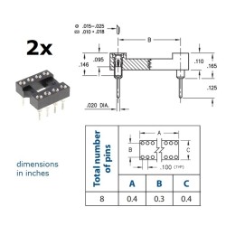 2x Ninigi Gold-8P, gold pins DIP8, precision socket for 8 pin ICs