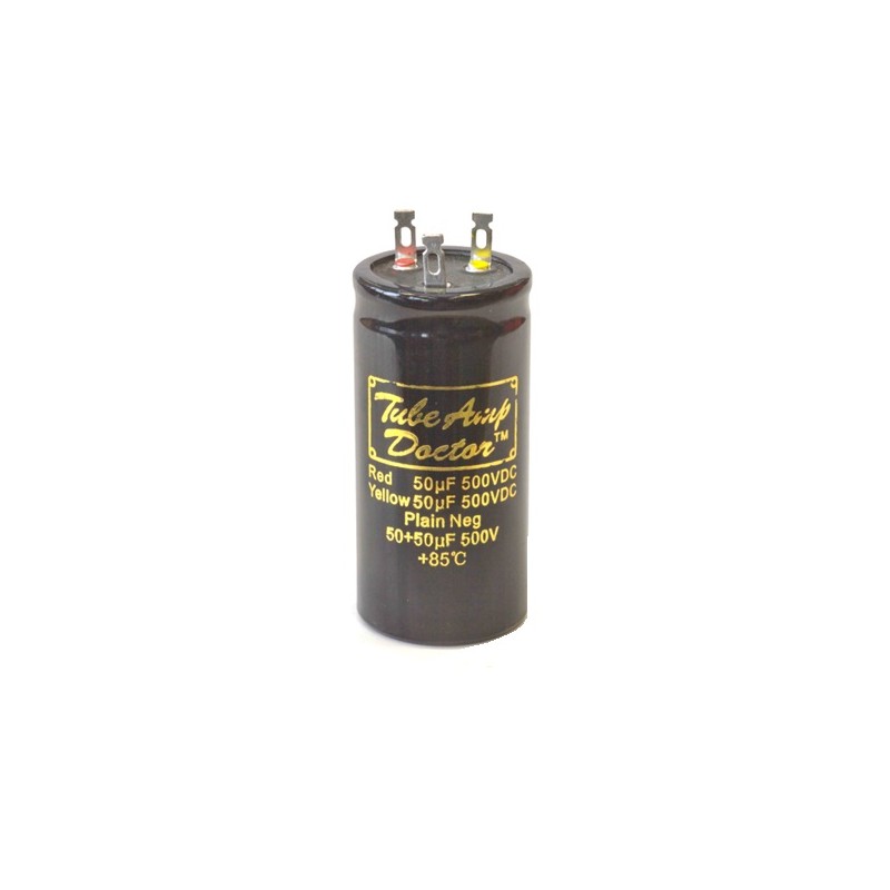 TAD Gold Cap 50+50uF 500V, radial multiple capacitor ø35x75mm