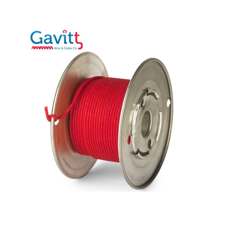 Gavitt 22awg ''solid core'' RED, cloth covered wire (1 mt.)