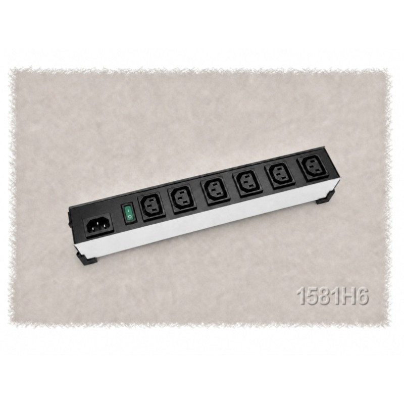 Hammond 1581H6, "Heavy Duty" outlet strip with 6 IEC out and illuminated switch
