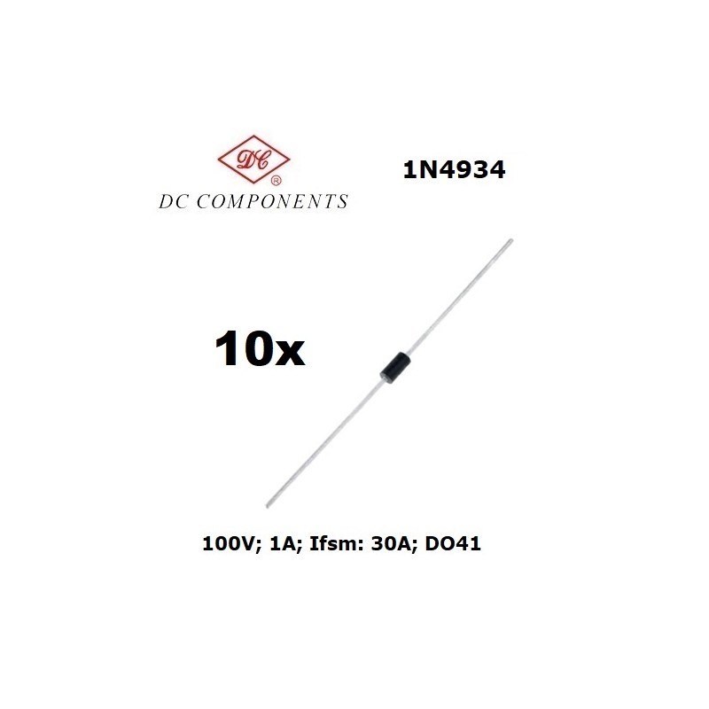 10x DC Components 1N4934, diodo raddrizzatore 100V 1A