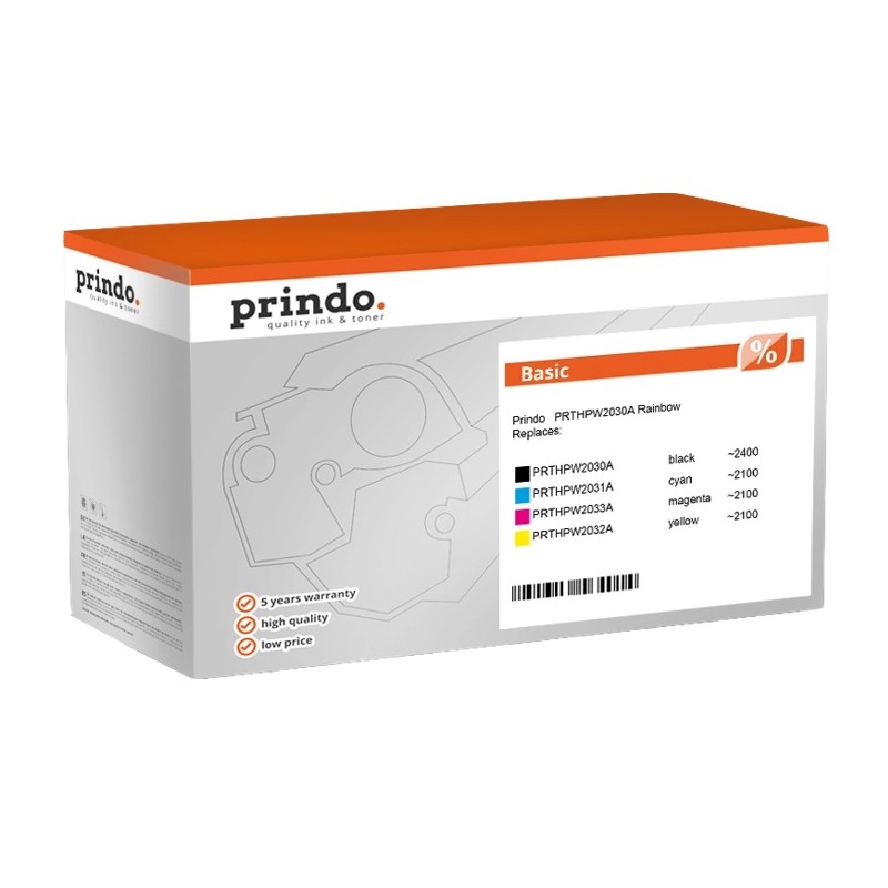 ORIGINAL Prindo Basic Rainbow nero / ciano / magenta / giallo Value Pack (PRTHPW2030AB)