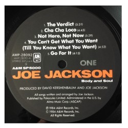 Joe Jackson - Body and Soul, LP + OBI, A&M Records AMP-28092