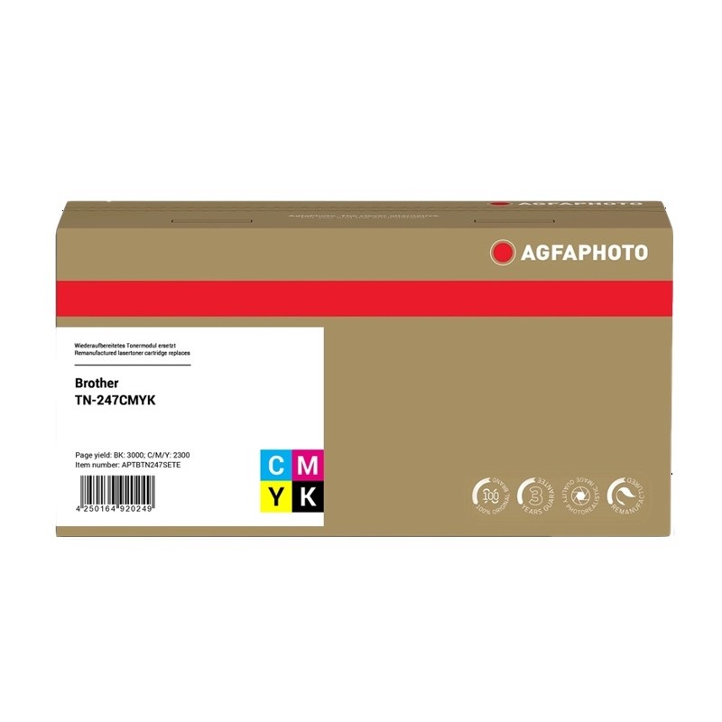 ORIGINAL Agfa Photo Multipack nero / ciano / magenta / giallo (APTBTN247SETE)