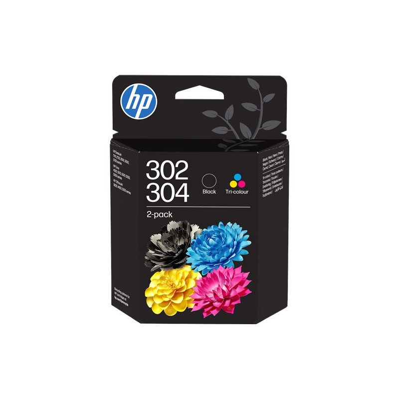 ORIGINAL HP Multipack nero / differenti colori B82L1AE 302 / 304 ~220 Seiten Confezione da 2 cartucce di inchiostro tricromia/ne