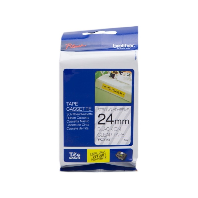 ORIGINAL Brother Nastro Nero su trasparente TZe-S151 TZ-S151 24 mm x 8 m, laminato