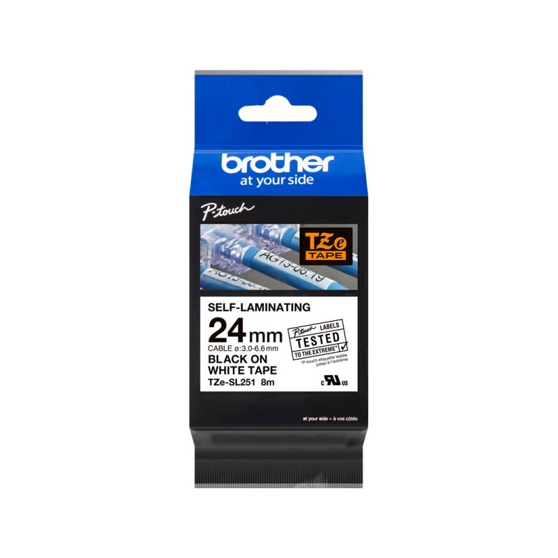 ORIGINAL Brother TZe-SL251 Nastro Nero su bianco