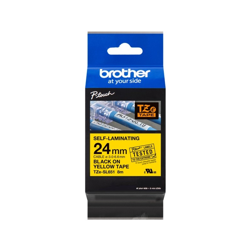 ORIGINAL Brother TZe-SL651 Nastro Nero su giallo