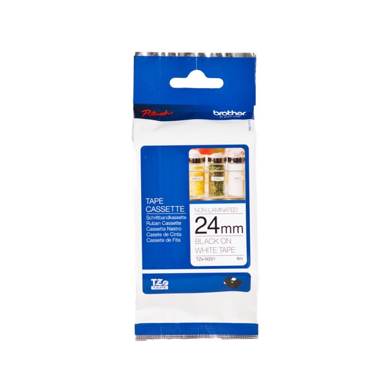 ORIGINAL Brother TZe-N251 Nastro per etichettatura nero su bianco – 24 mm di larghezza