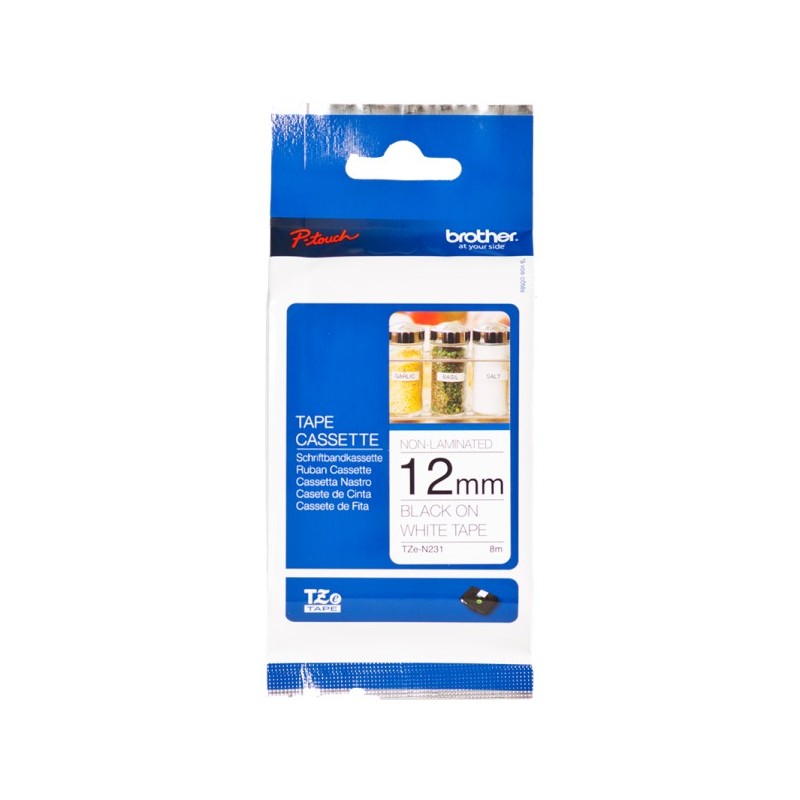 ORIGINAL Brother TZe-N231 Nastro per etichettatura nero su bianco – 12 mm di larghezza