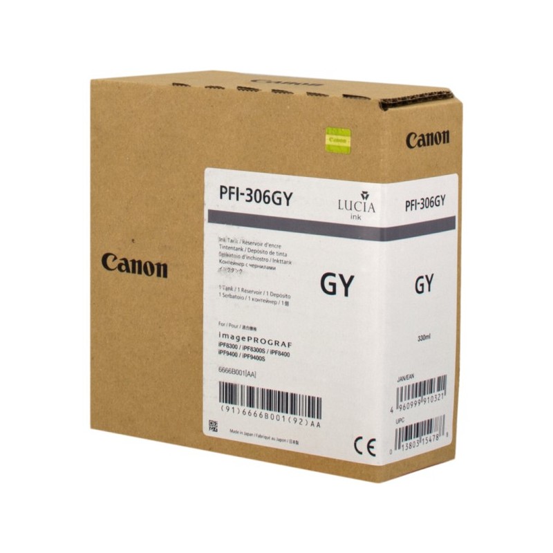 ORIGINAL Canon PFI-306gy Grigio Cartuccia d\'inchiostro 6666B001