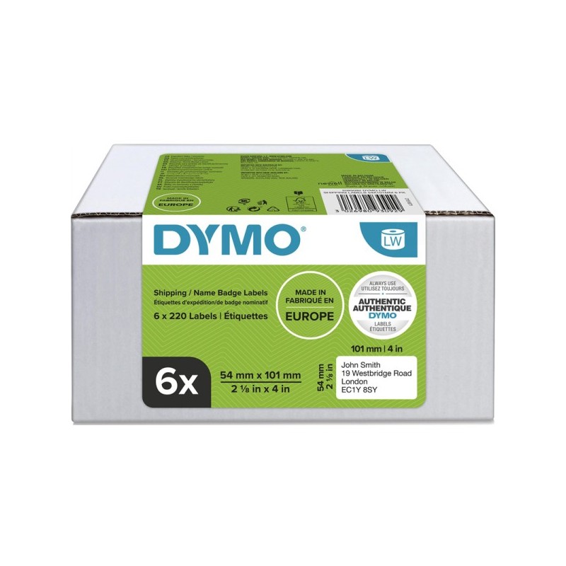 ORIGINAL DYMO 2093092 Etichette di spedizione / Targhette identificative - 54 x 101 mm Bianco