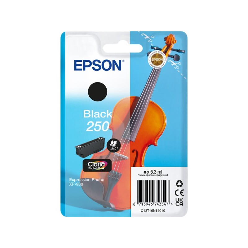 ORIGINAL Epson 250 nero Cartuccia d'inchiostro C13T16N14010