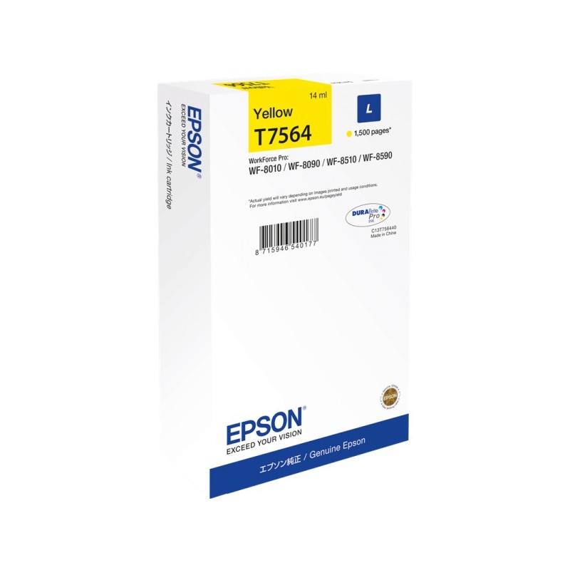 ORIGINAL Epson T7564 giallo Cartuccia d'inchiostro C13T75644N