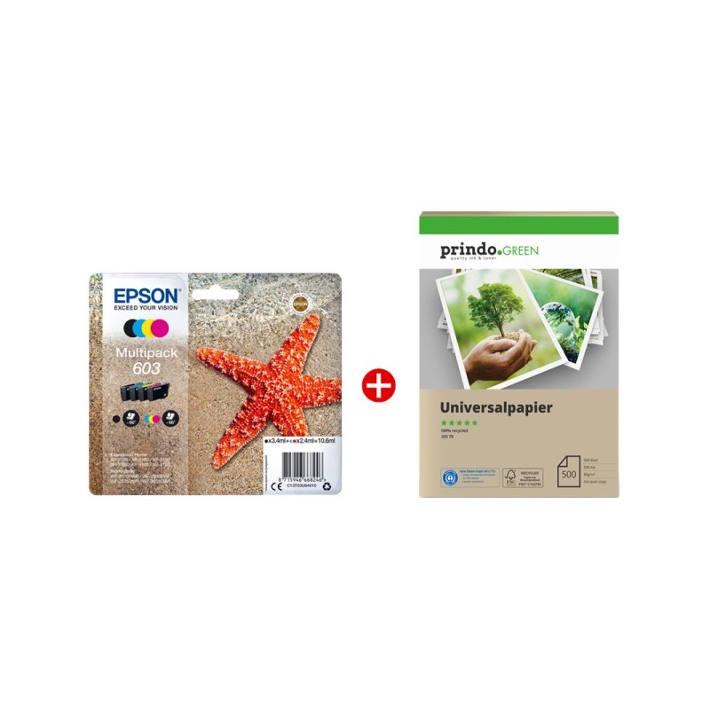 ORIGINAL Epson 603 MCVP 01 nero / ciano / magenta / giallo Value Pack + Prindo Green Recyclingpapier