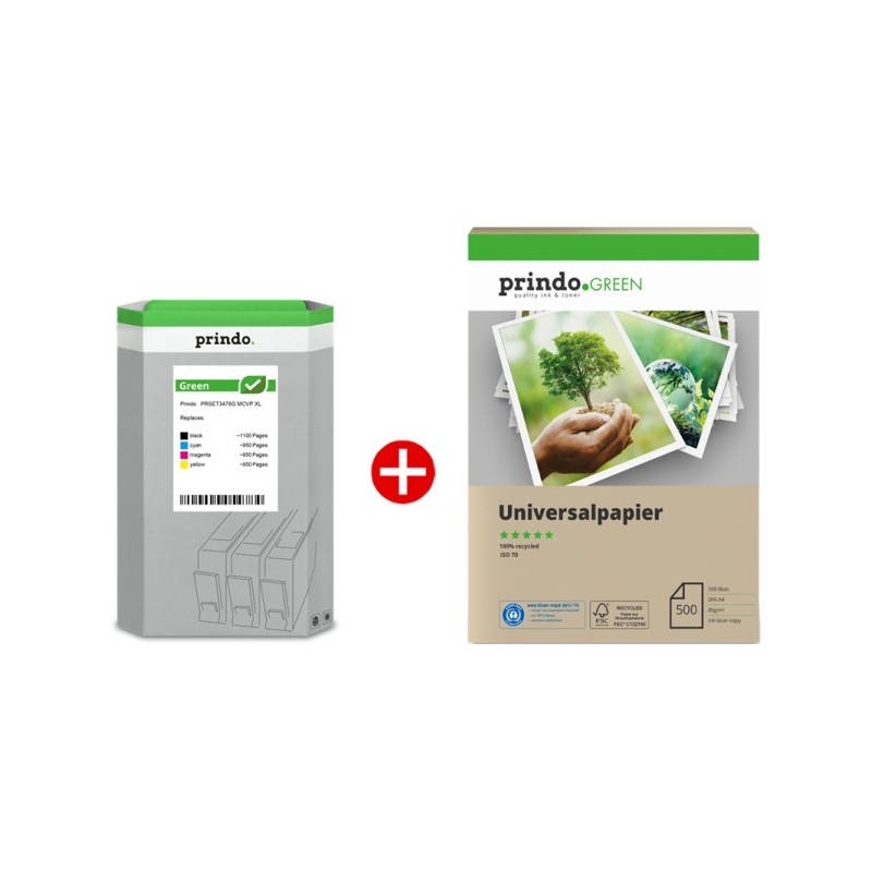 Prindo Green XL nero / ciano / magenta / giallo / bianco fumo Value Pack PRSET3476G MCVP