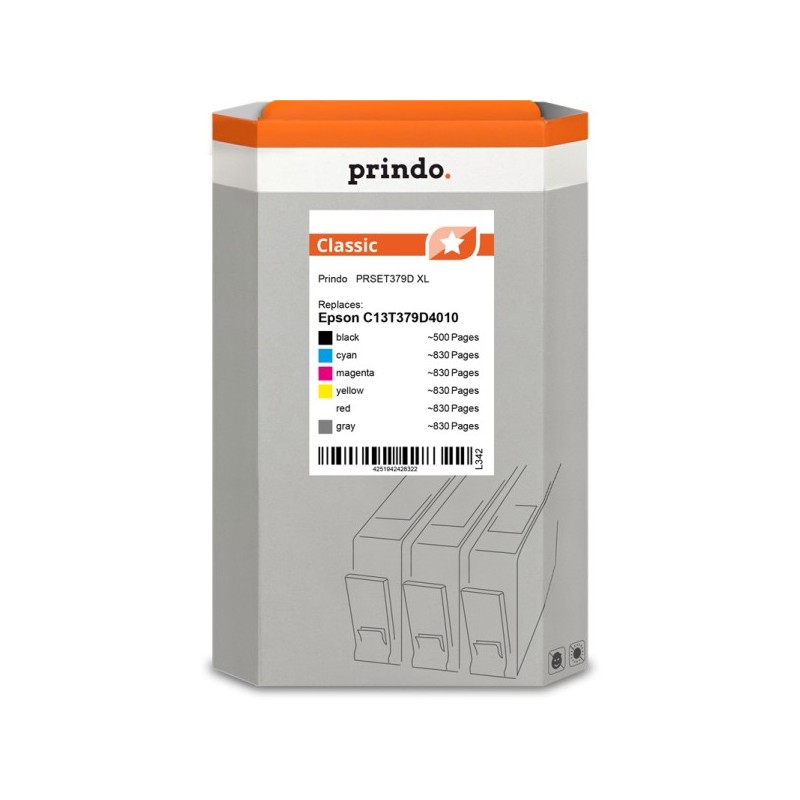 Prindo Classic XL Multipack nero / ciano / magenta / giallo / Rosso / Grigio (PRSET379D)