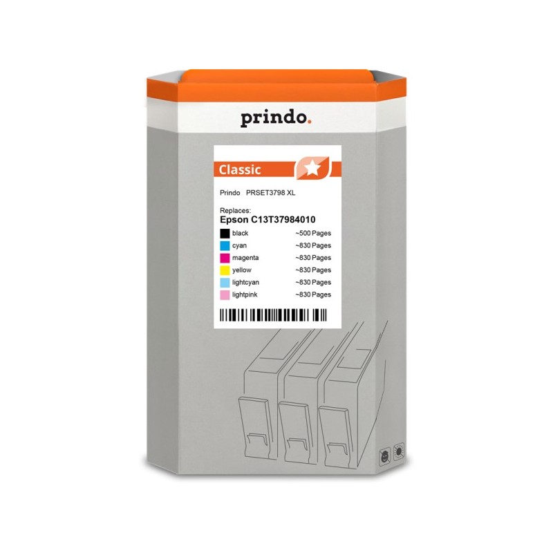 Prindo Classic XL Multipack nero / ciano / magenta / giallo / ciano (chiaro) / magenta (chiaro) (PRSET3798)