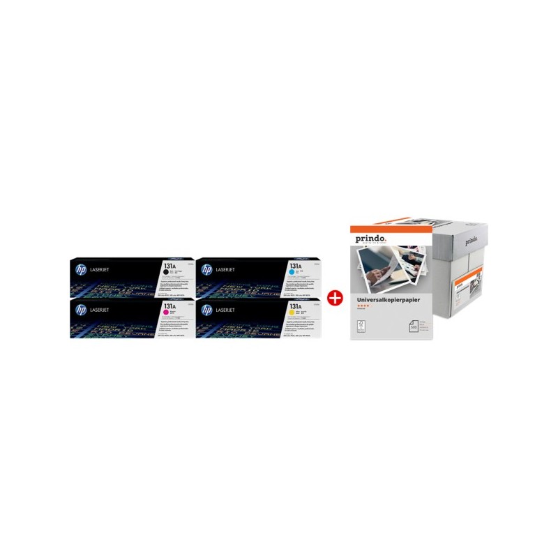 ORIGINAL HP + Prindo Universal Papier 2500 nero / ciano / magenta / giallo / Bianco Value Pack 131A MCVP 01