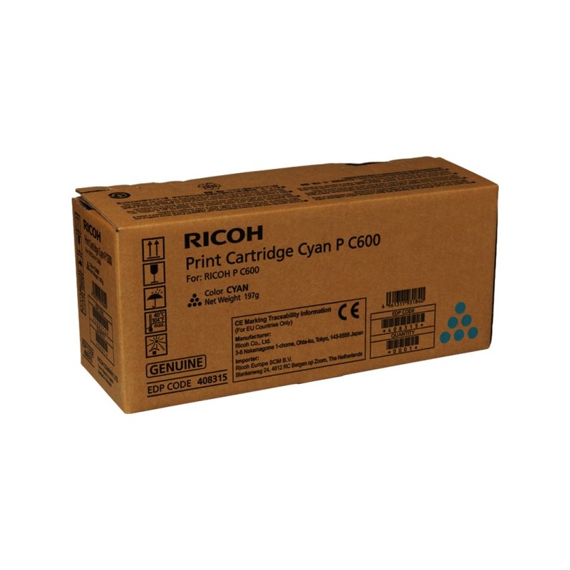 ORIGINAL Ricoh P C600C ciano toner (408315)