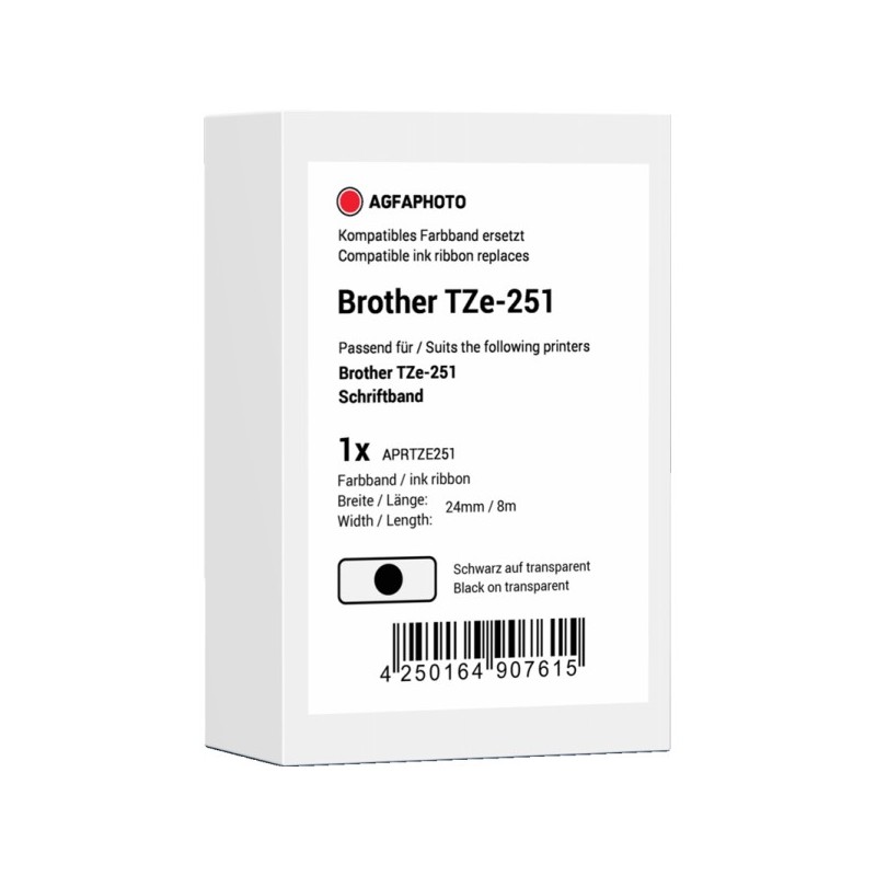 Agfa Photo APRTZE251 Nastro Nero su bianco