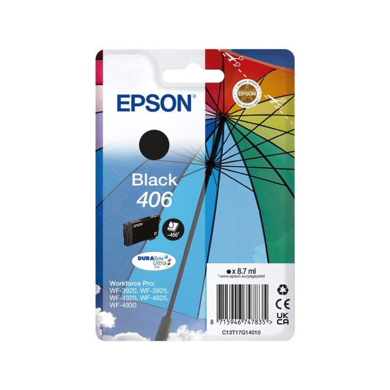ORIGINAL Epson 406 nero Cartuccia d'inchiostro C13T17G14010
