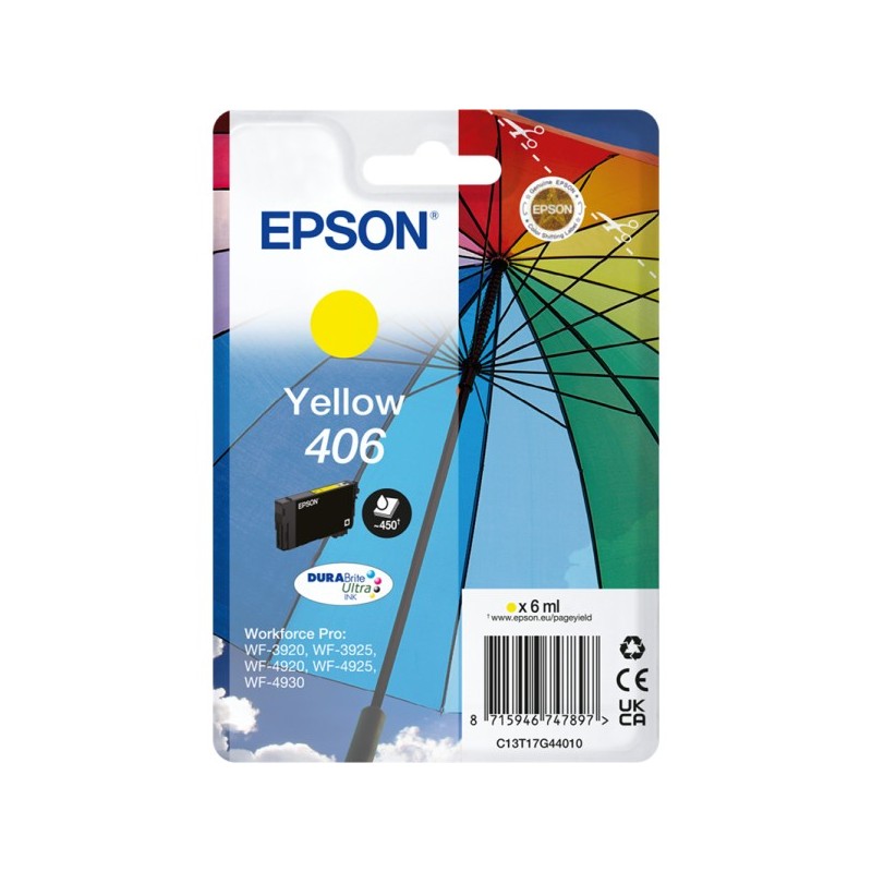 ORIGINAL Epson 406 giallo Cartuccia d'inchiostro C13T17G44010