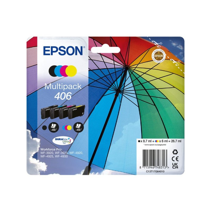 ORIGINAL Epson 406 Multipack nero / ciano / magenta / giallo (C13T17G64010)