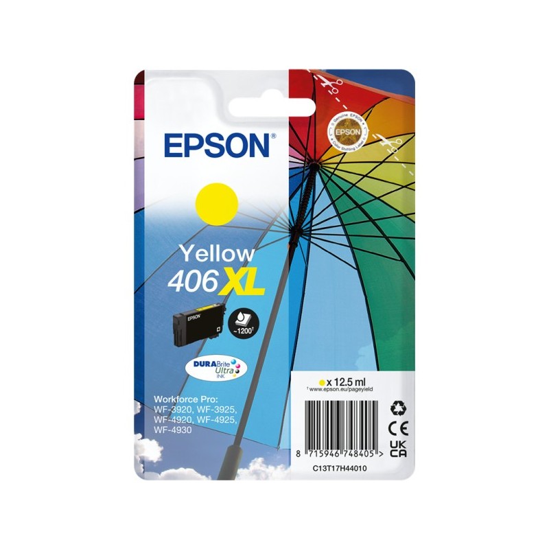 ORIGINAL Epson 406 XL giallo Cartuccia d'inchiostro C13T17H44010